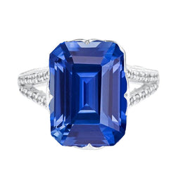 Natuurlijke Echte (Niet Labgekweekt) Edelsteen Ring Smaragd Blauwe Saffier Gespleten Schacht 5.50 Karaat Sieraden