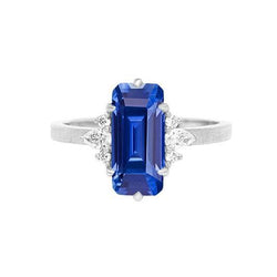 Edelsteen Ring Smaragd Ceylon Saffier Peer & Ronde Diamanten 3 Karaat