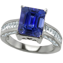 Edelsteen Ring Smaragd Saffier Stokbrood & Ronde Diamanten 4.50 Karaat
