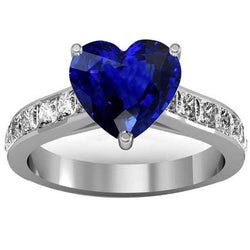 Edelsteen Sieraden Blauwe Saffier Hart Verlovingsring Goud 4,50 Karaat