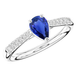 Edelsteen Sieraden Blauwe Saffier Ring Peer & Diamanten 2,50 Karaat