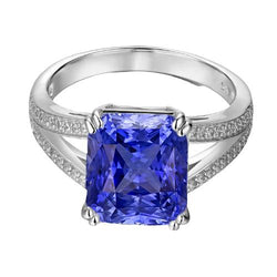 Edelsteen Sieraden Kussen Saffier Ring 4 Karaat Split Shank Sieraden