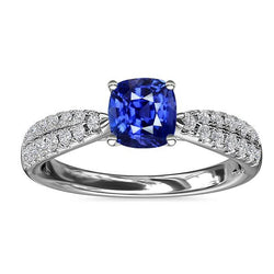 Edelsteen Sieraden Kussen Sri Lankaanse Saffier Ring 3 Karaat Goud 14K
