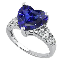 Edelsteen Sieraden Ring Hart Ceylon Saffier Met Diamanten 4 Karaat