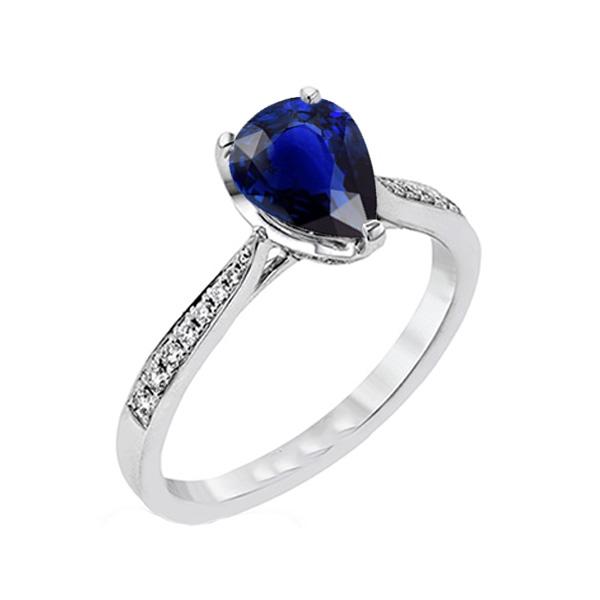 Edelsteen Sieraden Ring Peer Diepblauwe Saffier & Diamanten 2,50 Karaat - harrychadent.nl