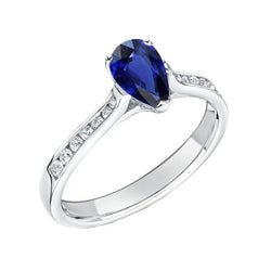 Edelsteen Sieraden Verlovingsring Peer Blauwe Saffier 2 Karaat