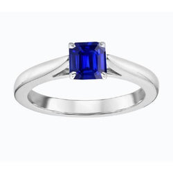 Edelsteen Solitaire Ring 1.50 Karaat Taps toelopende Schacht Smaragd Blauwe Saffier