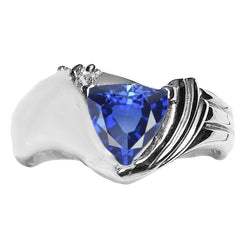 Edelsteen Solitaire Ring Triljoen Ceylon Sapphire 2 karaat gouden sieraden