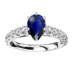 Edelsteen Solitaire Ring met blauwe saffier met ronde diamanten 3,50 karaat