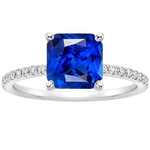 Edelsteen Stralende Blauwe Saffier Ring Met Diamanten Accenten 3,50 Karaat - harrychadent.nl