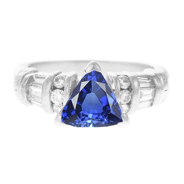 Edelsteen Triljoen Saffier Ring Baguette & Ronde Diamanten 2,50 Karaat - harrychadent.nl