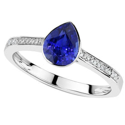 Edelsteen Trouwring Bezel Set Blauwe Saffier & Diamanten 3 Karaat
