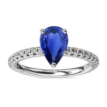 Afbeelding in Gallery-weergave laden, Edelsteen Trouwring Blauwe Saffier &amp; Pave Set Diamanten 3 Karaat - harrychadent.nl
