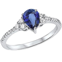 Edelsteen Trouwring Blauwe Saffier & Pave Set Diamanten 3 Karaat