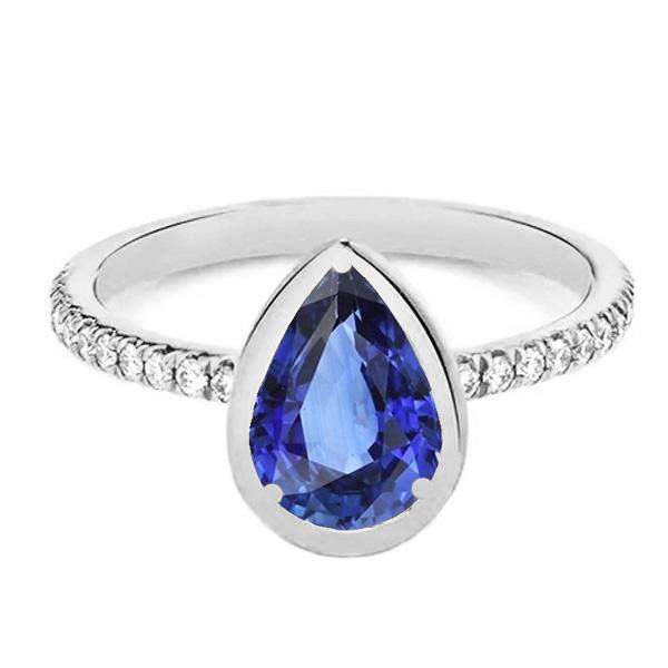Edelsteen bezel set blauwe saffier ring & diamanten 3,50 karaat - harrychadent.nl