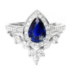 Edelsteen diamanten verlovingsring set kroonstijl 4 karaat witgoud