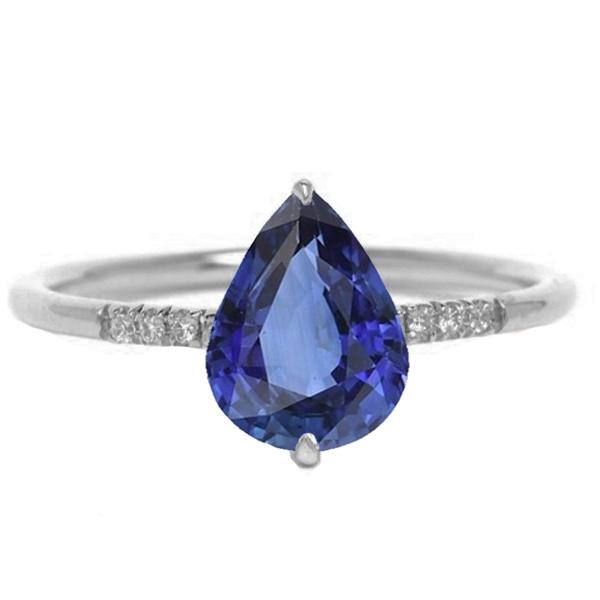 Edelsteen peer blauwe saffier ring & kleine ronde diamanten 3 karaat - harrychadent.nl