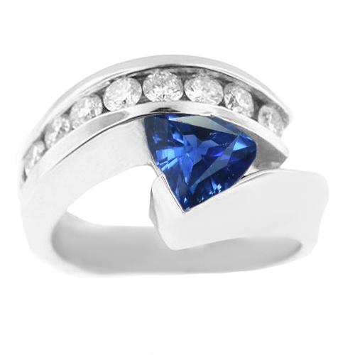Edelsteen ring biljoen saffier kanaal set diamanten 1,50 karaat - harrychadent.nl