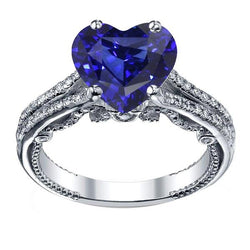 Edelsteen ring hart geslepen Sri Lankaanse saffier 4,50 karaat filigraan Shank