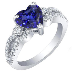 Edelsteen ring hart geslepen blauwe saffier gespleten schacht 4,50 karaat