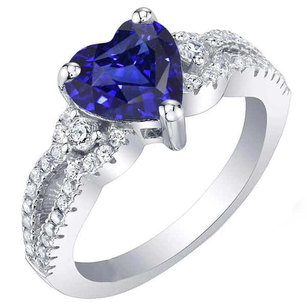 Edelsteen ring hart geslepen blauwe saffier gespleten schacht 4,50 karaat - harrychadent.nl