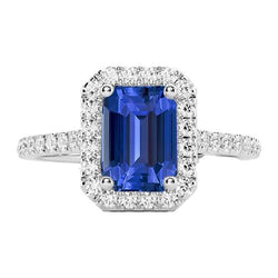 Edelsteen sieraden Halo Sri Lankaanse saffier diamanten ring 4,50 karaat