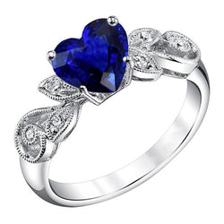 Edelsteen sieraden Vintage stijl saffier en diamanten ring 2,25 karaat