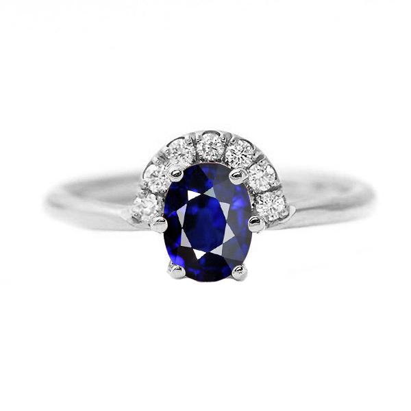 Edelsteen sieraden ovale blauwe saffier en diamanten ring 2,50 karaat - harrychadent.nl