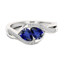 Edelsteen sieraden peer blauwe saffier ring gedraaide stijl 1,50 karaat