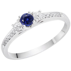 Edelsteen verlovingsring 2 karaat ronde diamanten blauwe saffier sieraden