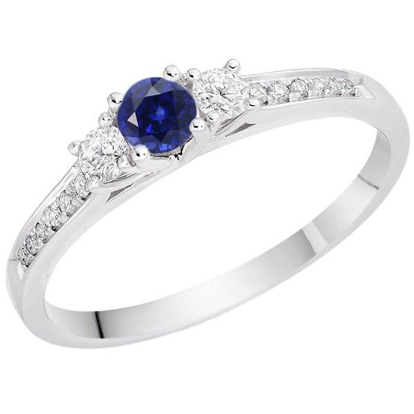 Edelsteen verlovingsring 2 karaat ronde diamanten blauwe saffier sieraden - harrychadent.nl