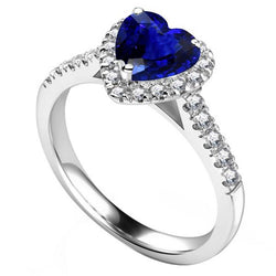 Edelsteenjuwelen voor dames Ceylon Sapphire Halo Diamond Ring 3.50 karaat