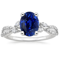 Edelsteenring met diamantaccenten blauwe saffier 4 karaat