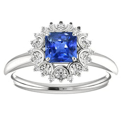 Edwardiaanse Saffier En Diamanten Ring