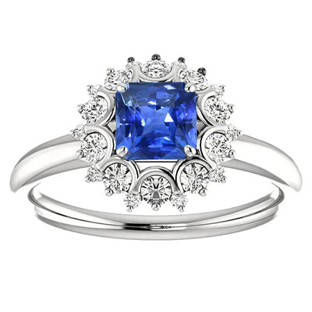 Edwardiaanse Saffier En Diamanten Ring