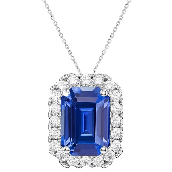 Emerald Blue Sapphire Diamond Halo hanger dames sieraden 6,25 karaat - harrychadent.nl