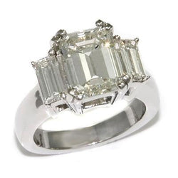 Smaragdslijpsel Drie Steen Natuurlijke Echte Diamant (Niet labgekweekt) Verlovingsring 4.50 Karaat Witgoud 14K