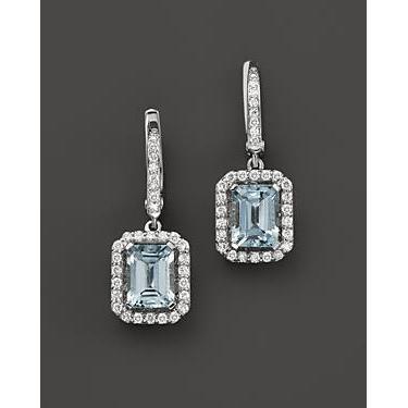 Emerald Cut Aquamarijn en diamanten 5 ct. Bengelen oorbellen - harrychadent.nl