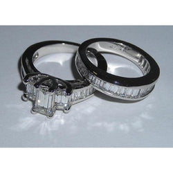 Emerald Cut & Baguettes geslepen diamanten ring 3,53 karaat witgoud 14K