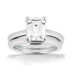 Smaragdslijpsel Natuurlijke uit de aarde gewonnen Diamanten Solitaire Ring 2 Karaat Met Band Witgoud 14K