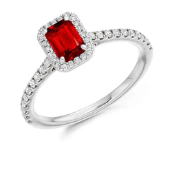 Emerald Cut Red Ruby Diamant 2.30 karaat jubileumring
