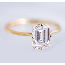 Emerald Cut Solitaire Diamond Ring 2,50 karaat geel goud 14K