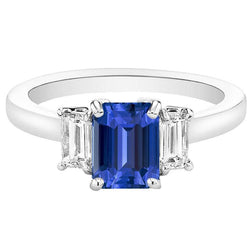 Emerald Diamond Engagement Ring Ceylon Sapphire Mand Set 4 Karaat
