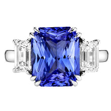 Afbeelding in Gallery-weergave laden, Emerald Diamond Jewelry 3 stenen ring stralende saffier 5 karaat - harrychadent.nl

