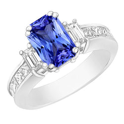 Emerald Diamond & Sapphire Ring 3 stenen stijl 4.50 karaats kanaalset
