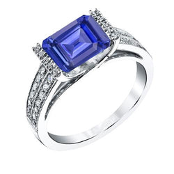 Emerald Gemstone Ring Bar Set Blauwe Saffier Dubbele Schacht 3,50 Karaat