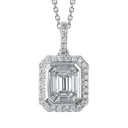 Emerald & Round 2,80 karaat diamanten hanger ketting wit goud 14K