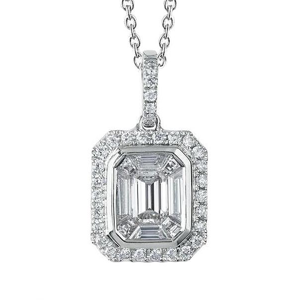 Emerald & Round 2,80 karaat diamanten hanger ketting wit goud 14K - harrychadent.nl