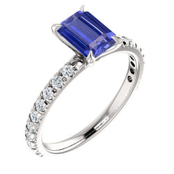Emerald Sapphire Edelsteen Ring Pave Set diamanten 3,50 karaat