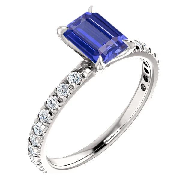 Emerald Sapphire Edelsteen Ring Pave Set diamanten 3,50 karaat - harrychadent.nl